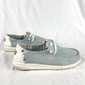Hey Dude Wendy Boho Light Denim Shoes Womens Size 10